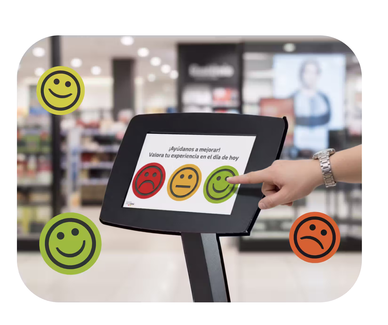 Borne de Satisfaccion Tablette dans le retail